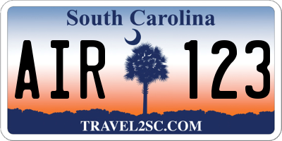 SC license plate AIR123