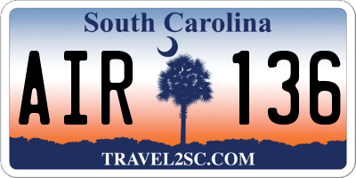 SC license plate AIR136
