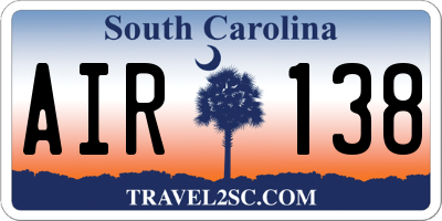 SC license plate AIR138