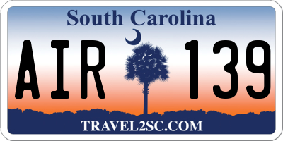 SC license plate AIR139