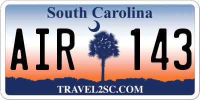 SC license plate AIR143