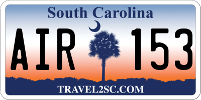 SC license plate AIR153
