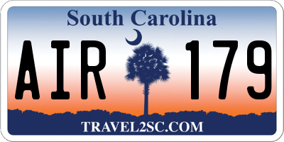 SC license plate AIR179