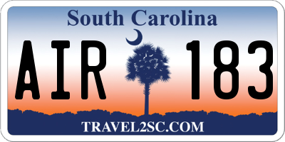 SC license plate AIR183