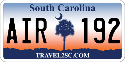 SC license plate AIR192