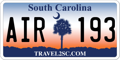 SC license plate AIR193