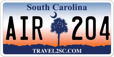 SC license plate AIR204
