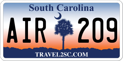 SC license plate AIR209