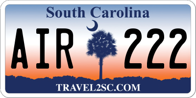 SC license plate AIR222