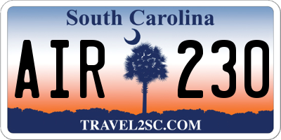 SC license plate AIR230