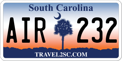 SC license plate AIR232