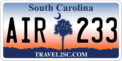 SC license plate AIR233