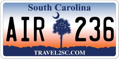 SC license plate AIR236