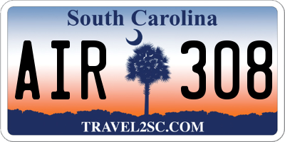 SC license plate AIR308