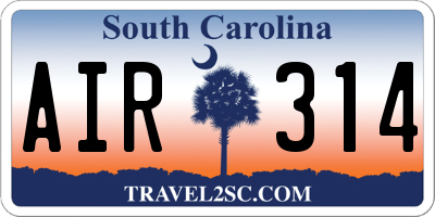 SC license plate AIR314