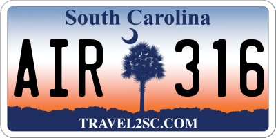 SC license plate AIR316