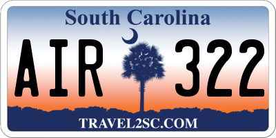 SC license plate AIR322