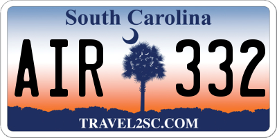 SC license plate AIR332
