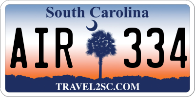 SC license plate AIR334