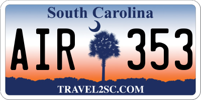 SC license plate AIR353