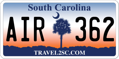 SC license plate AIR362