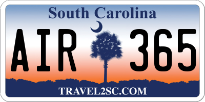 SC license plate AIR365