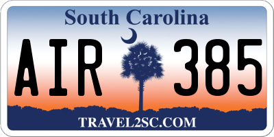 SC license plate AIR385