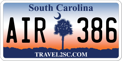 SC license plate AIR386