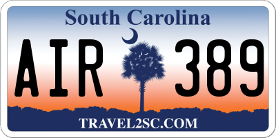 SC license plate AIR389
