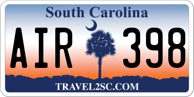 SC license plate AIR398