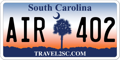 SC license plate AIR402