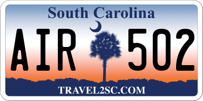 SC license plate AIR502