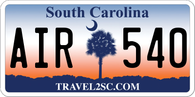 SC license plate AIR540