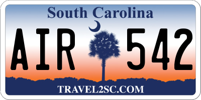 SC license plate AIR542