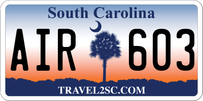 SC license plate AIR603