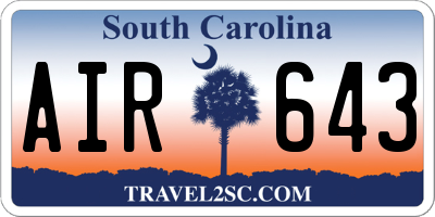 SC license plate AIR643