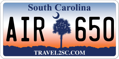SC license plate AIR650