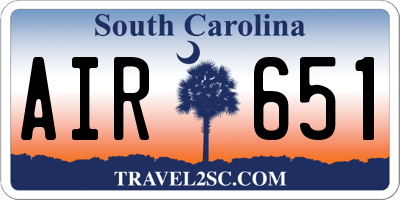 SC license plate AIR651