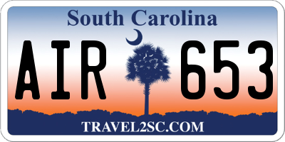 SC license plate AIR653