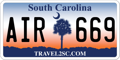 SC license plate AIR669