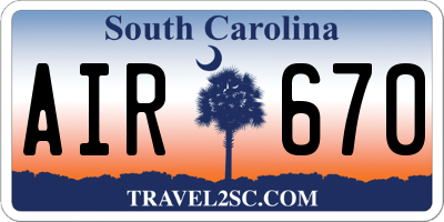 SC license plate AIR670