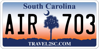 SC license plate AIR703