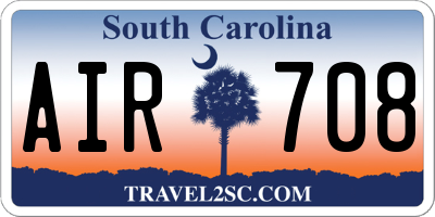 SC license plate AIR708
