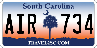 SC license plate AIR734