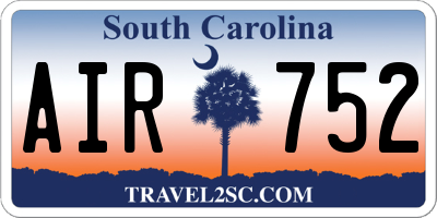 SC license plate AIR752