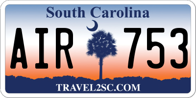 SC license plate AIR753