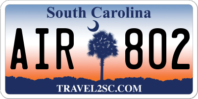 SC license plate AIR802