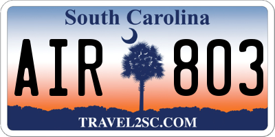 SC license plate AIR803