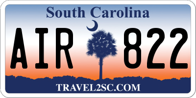 SC license plate AIR822