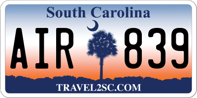 SC license plate AIR839